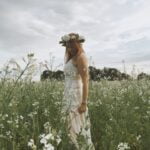 A classic bohemian wedding dress look