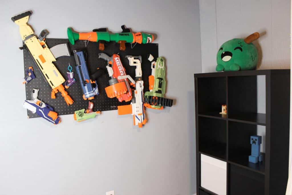 Nerf gun display on wall