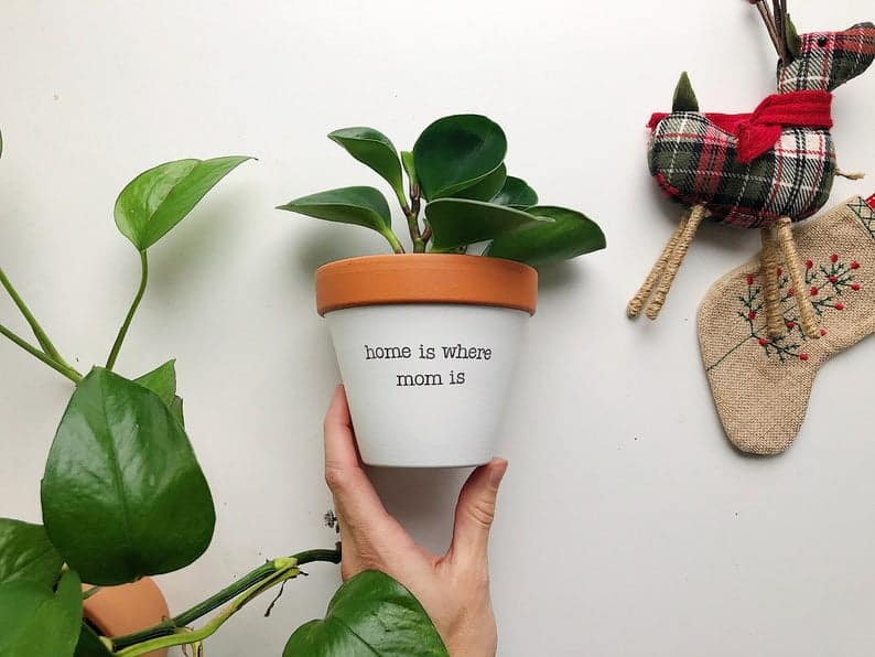 Planter that's customized with a message for mom