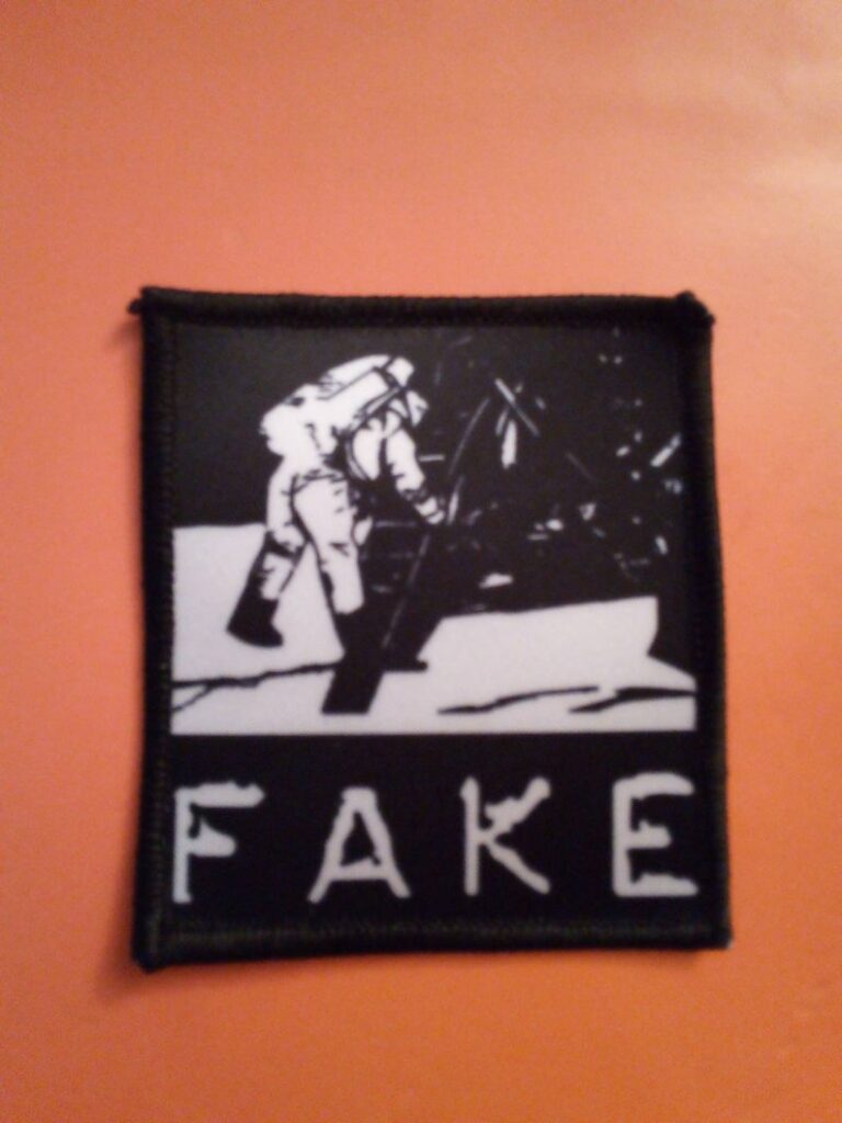 Fake moon landing conspiracy theory patch