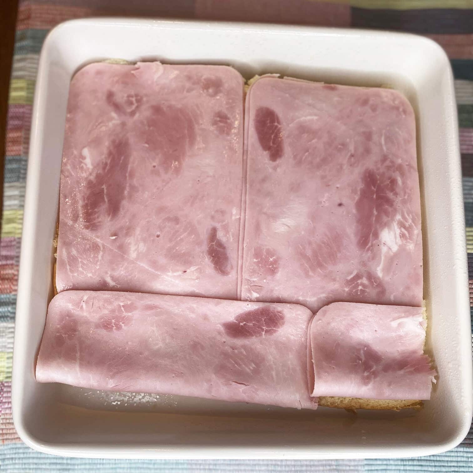 Layer of cooked ham
