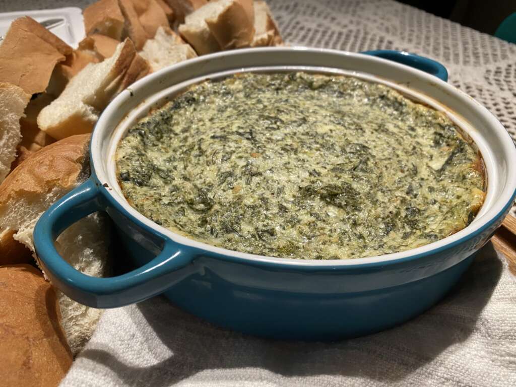 Homemade hot spinach dip