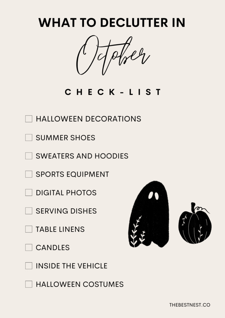 What to declutter in October checklist