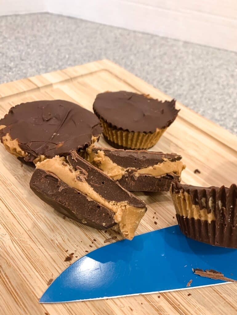 pb cups on a cutting board