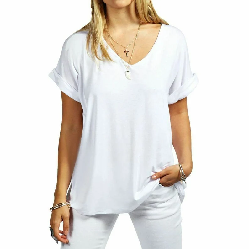 oversized turn up batwing sleeve v neck