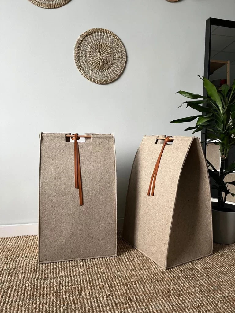 Modern square felt bin