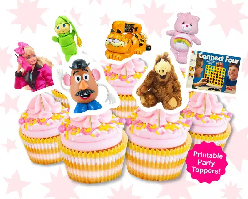 80s icons cupcake toppers