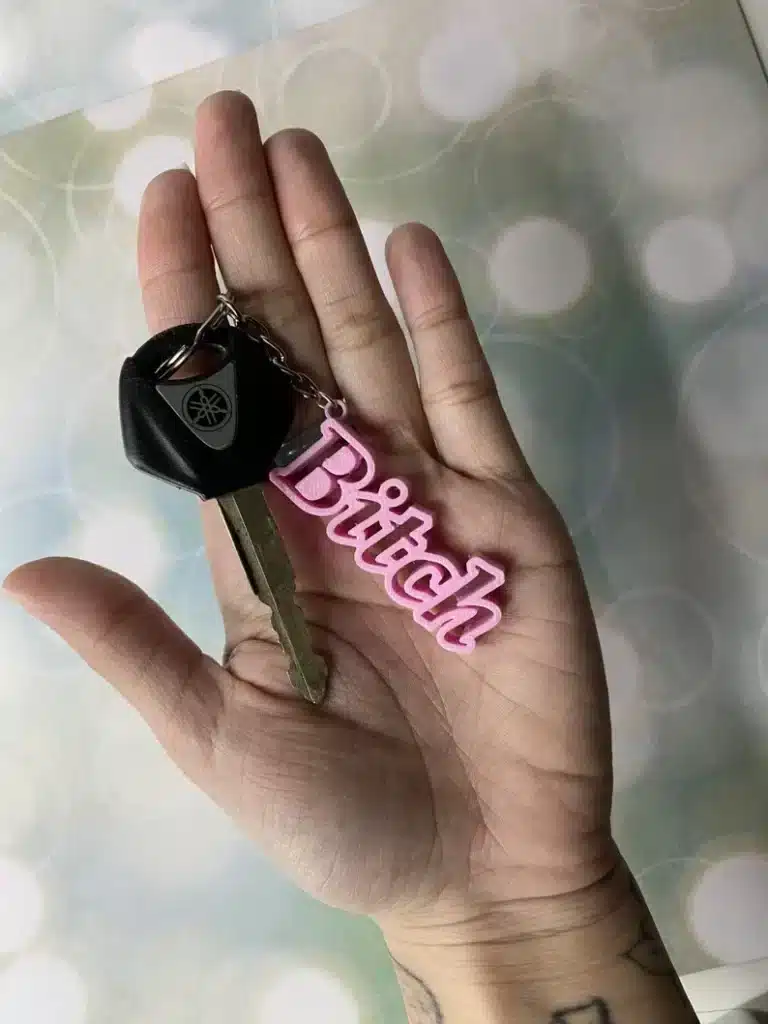 Bitch Barbie font keychain gift for adults