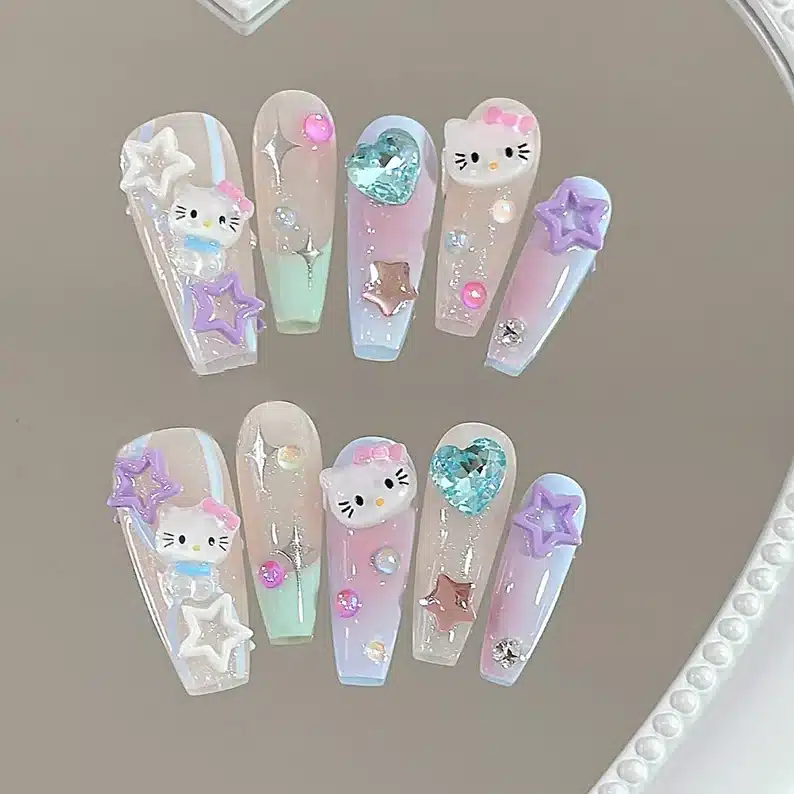 Hello Kitty Kawaii Acrylic Nails