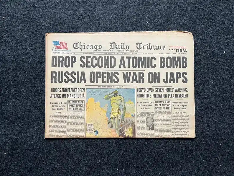 Atomic Bomb Vintage Newspaper