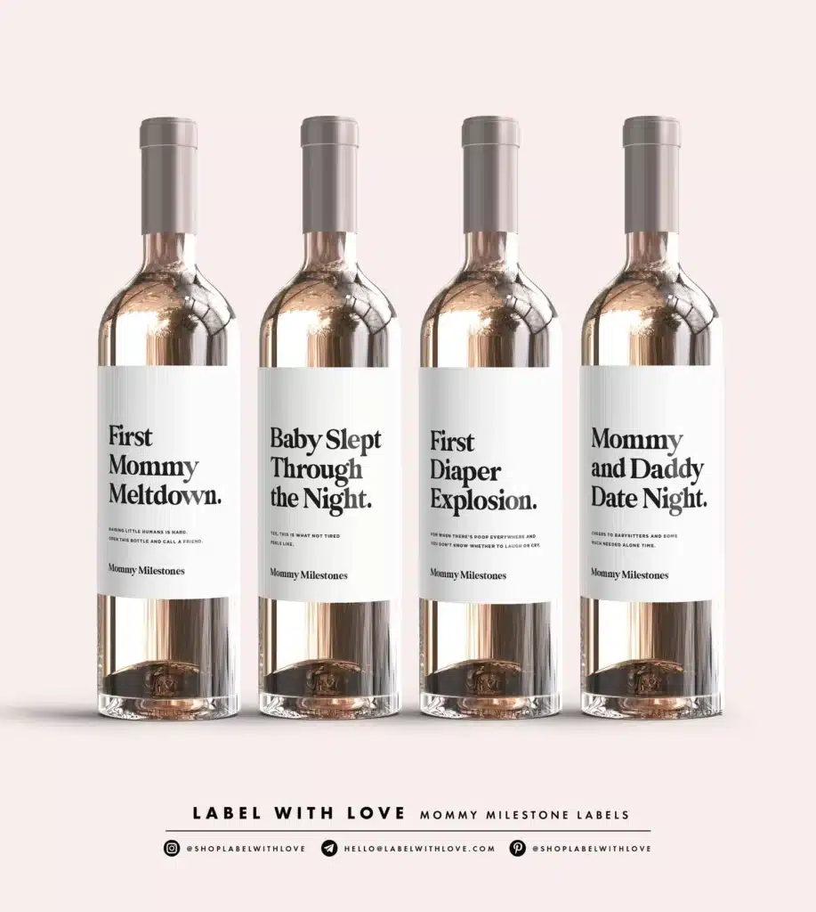 Set of New Mom Gift Wine Labels