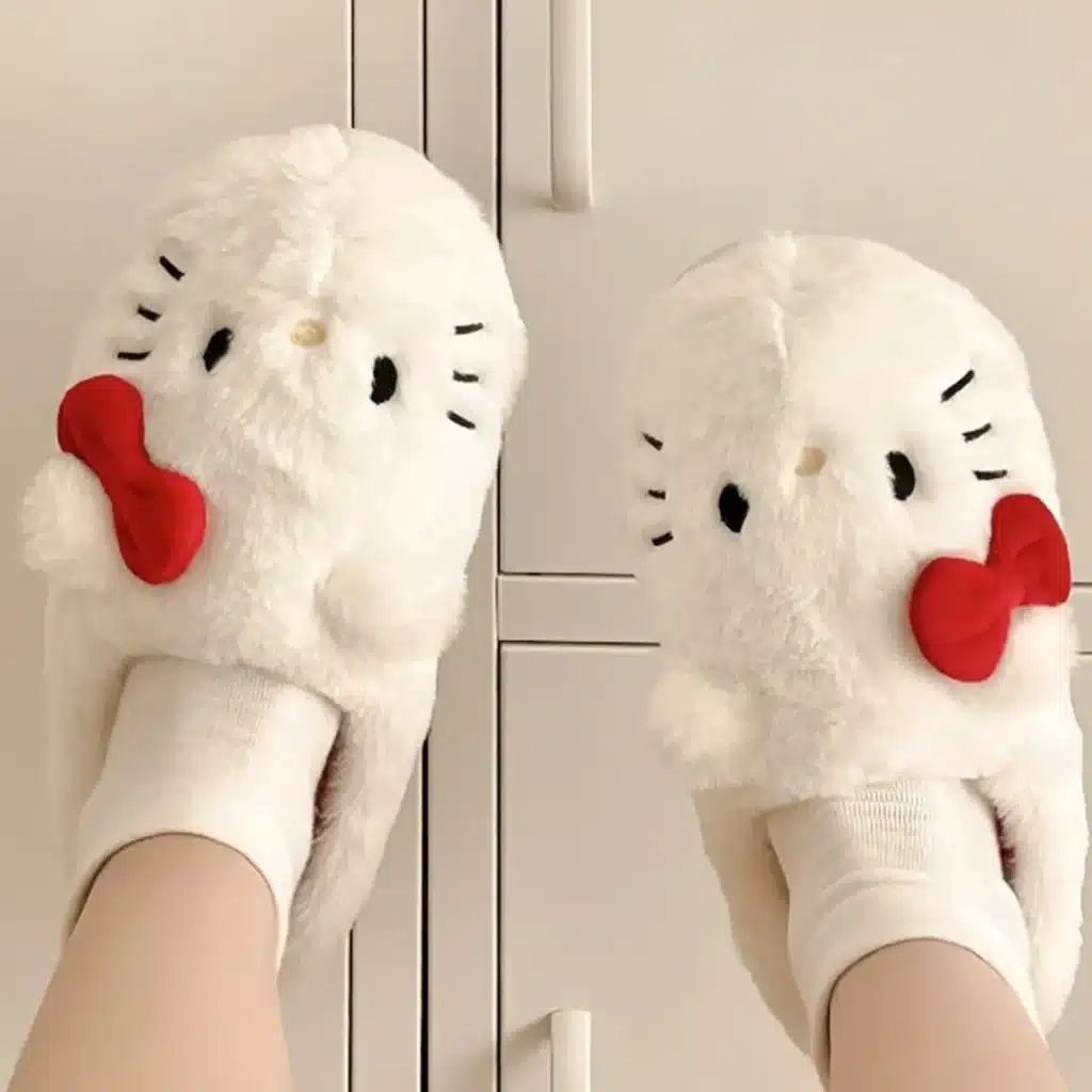 Women's Cute Cozy Cotton Slippers - Hello Kitty